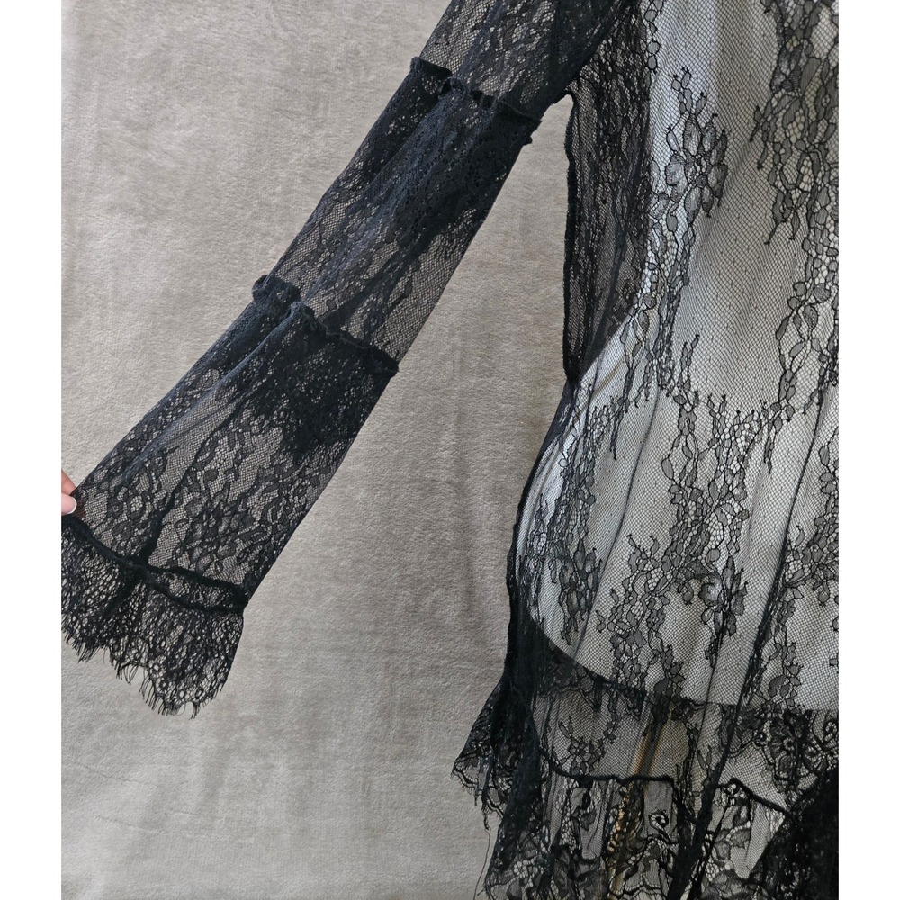 Unbranded Sheer Lace Tunic Top Large Black Whimsigoth Layering Grunge Romantic - Picture 4 of 8